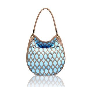 Kristina George blue leather hobo handbag